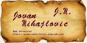Jovan Mihajlović vizit kartica